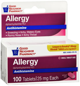 Good Neighbor Pharmacy Diphenhydramine 25mg (Generic Benadryl) 100ct