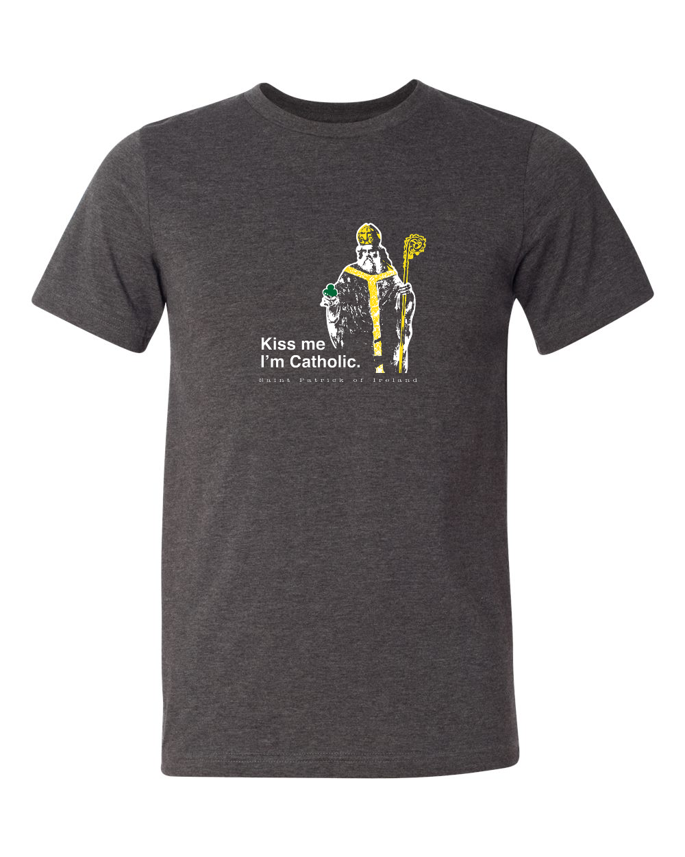St. Patrick (Kiss Me, I'm Catholic) Grey T-Shirt